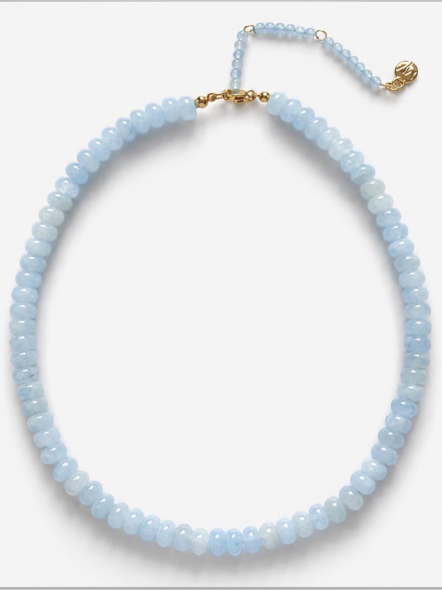 New Mayamar Light Blue Aquamarine Beaded Necklace Coastal